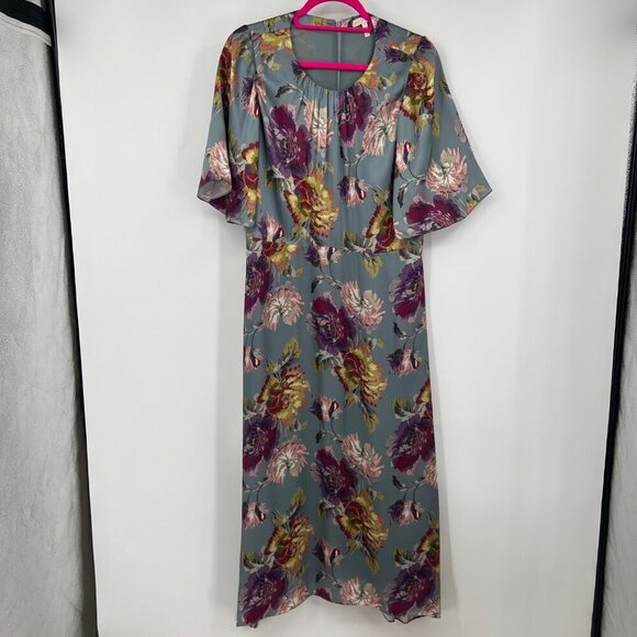 Rebecca Taylor 100% silk Short sleeve, mock, floral motif, baroque print, floral - Picture 1 of 15